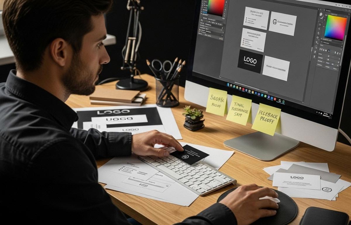 Het afronden van het ontwerp van een visitekaartje