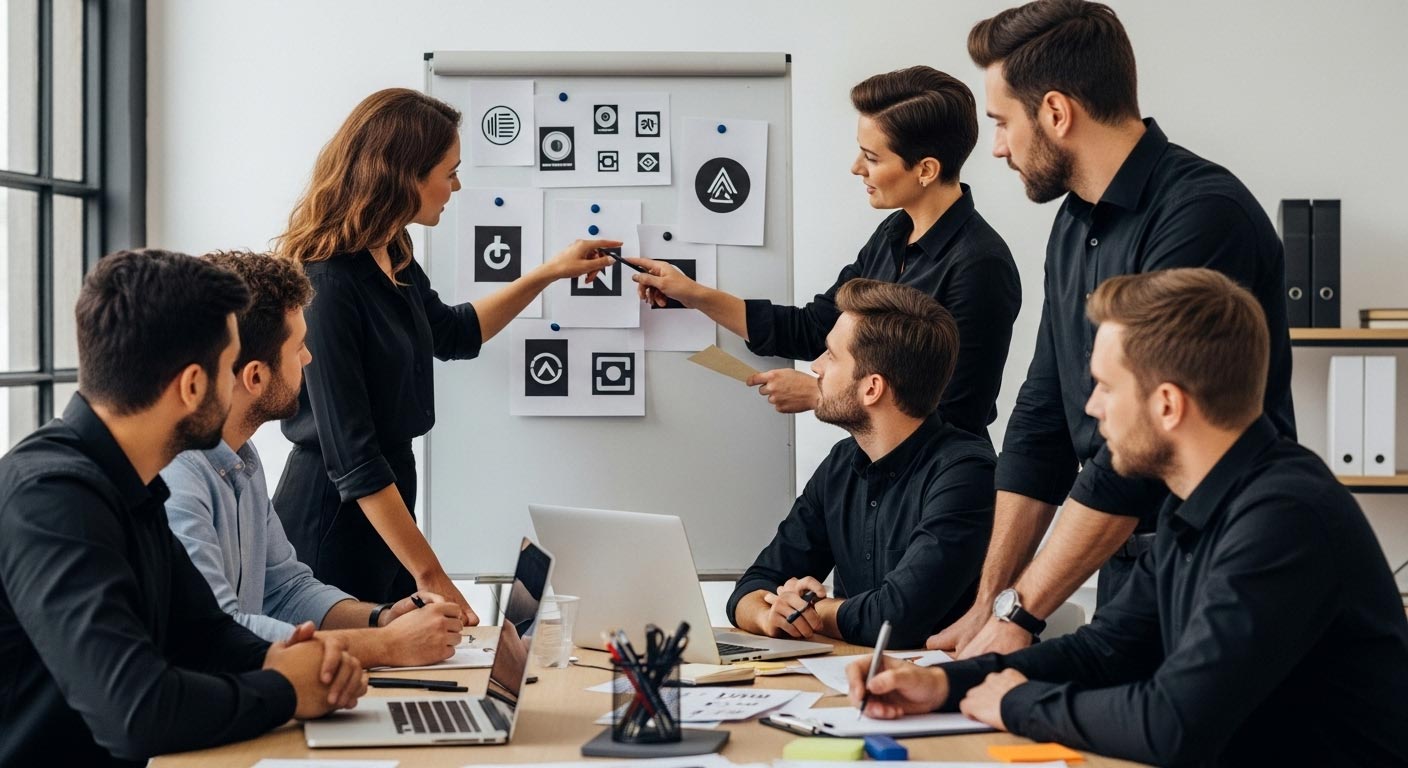 Logo ontwerpers aan het brainstormen