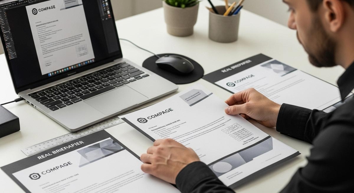Briefpapier layout proces