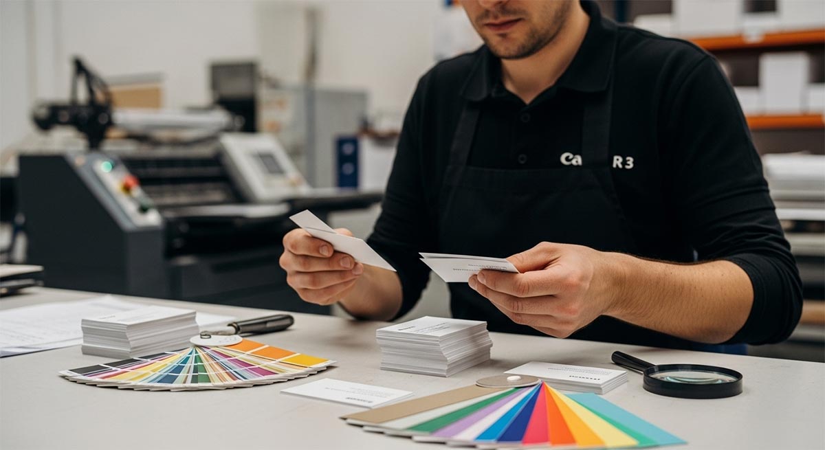 Het drukproces van een visitekaartje