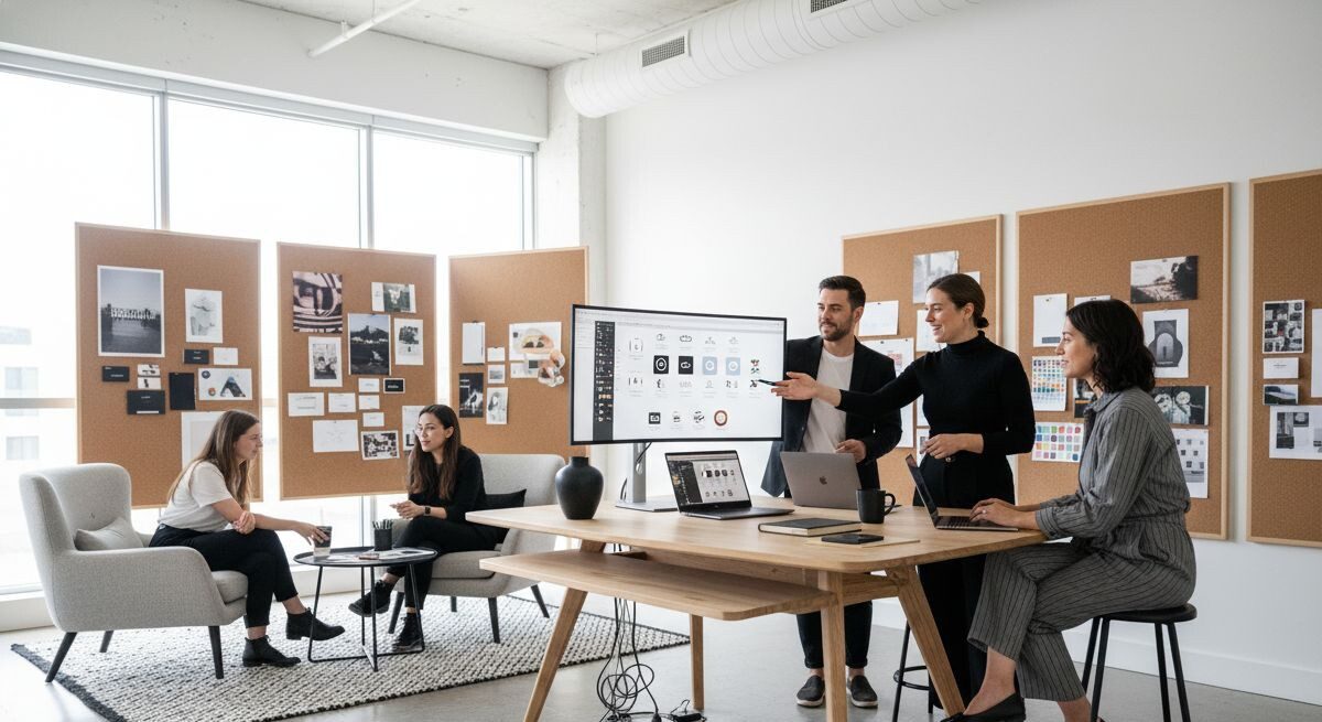 Branding team aan het werk op kantoor